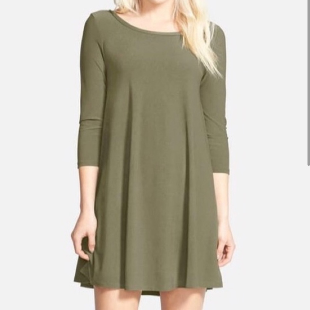 Olive Green Shift Dress